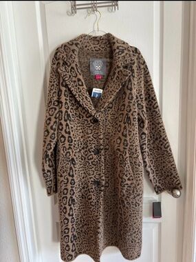 Vince Camuto Leopard Print Long Coat